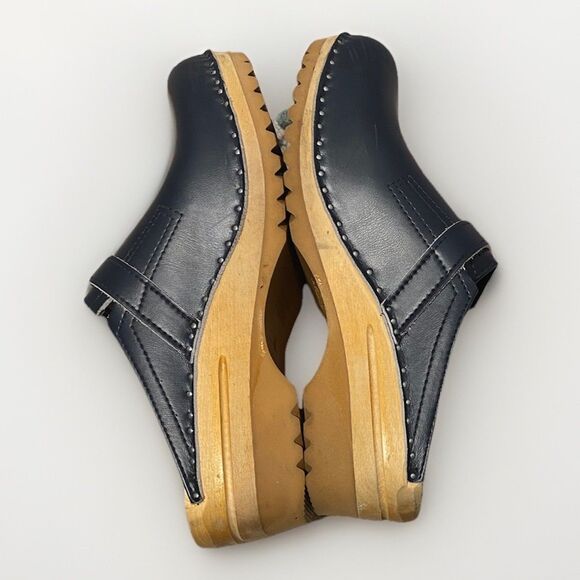 TROENTORP Raphael Blue Clogs Sz 42 Classic Swedish Leather Strap/ Buckle Mules - Picture 8 of 10